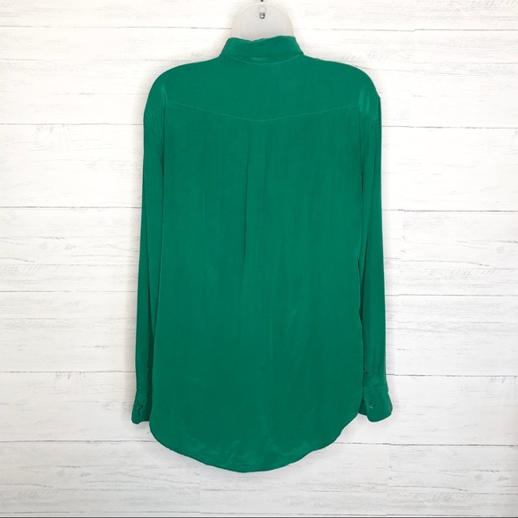 kelly green silk shirt